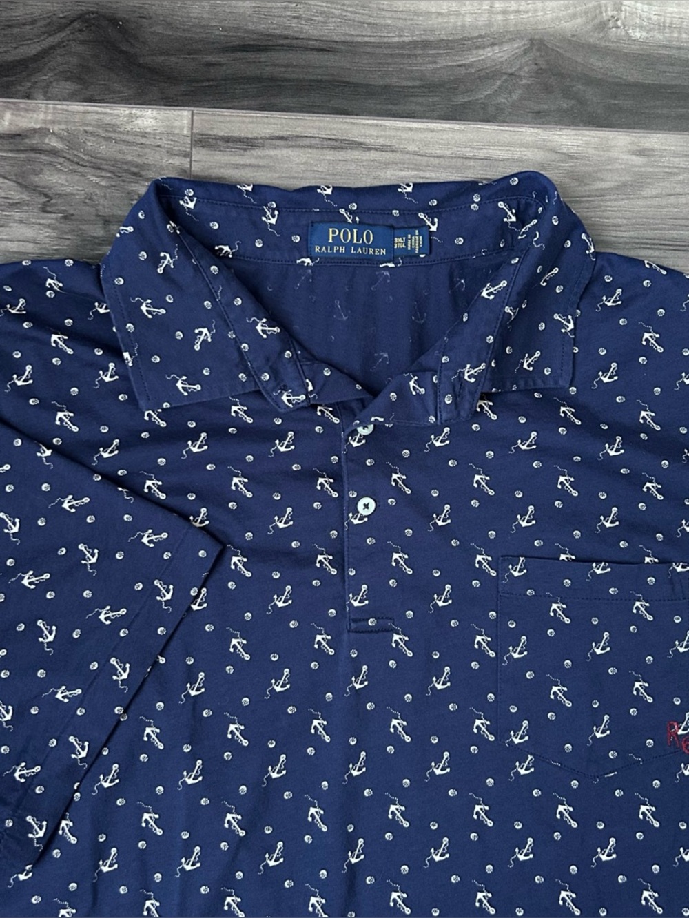 Polo Ralph Lauren All-Over Anchor Print R67 Polo Shirt Men’s Size 3XLT Blue